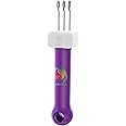 3 Latch Hook Cord Knitting Tool, Crochet Tool for Binding-Off or Edging on Knitting Projects, Crochet Needle Hook for Weaving (Purple)