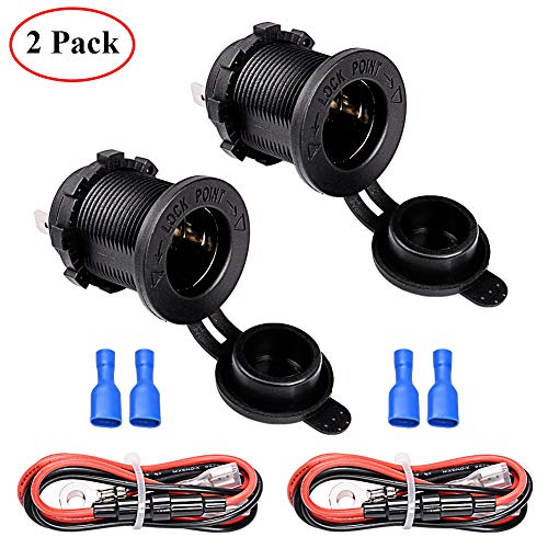 Cigarette Lighter Socket, FICBOX Car Lighter Charger Socket Power Outlet Socket 12V 20A Waterproof Plug with protective cover for Car Motorcycle Marine