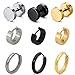Pusheng 9 Pair Stainless Steel Stud Earring Hoop Earring Set for Men Women