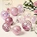 Sea Team Shatterproof Clear Plastic Christmas Ball Ornaments Decorative Xmas Balls Baubles Set with Stuffed Delicate Decorations (70mm/2.76 inch 24-Pack, Pink)