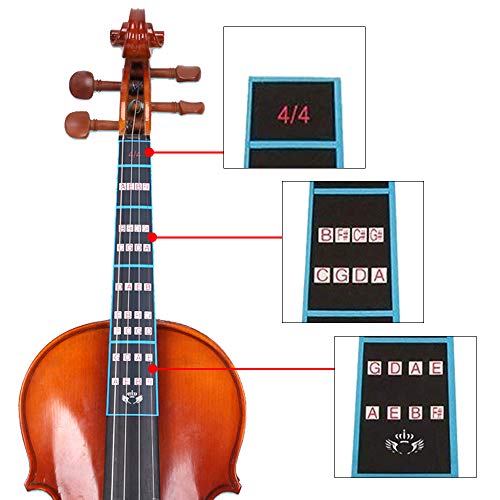 VCOSTORE Violin Mute and Finger Guide Pack, 4/4 Fingerboard Sticker Fret Guide Label Chart and Rubber Practice Silencer Accessories for Beginners - Thumbnail 2