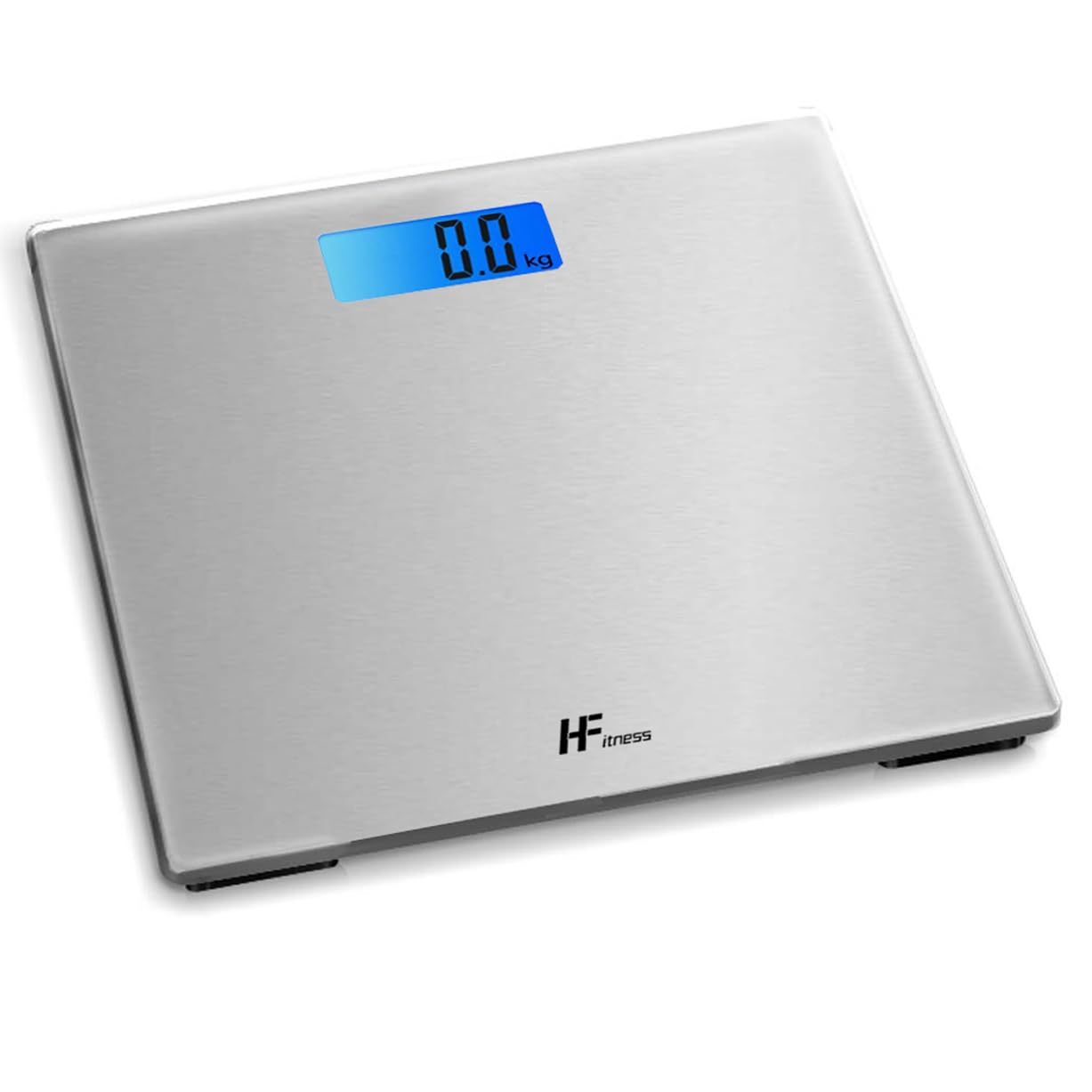 HomeFashion HFitness 28x28cm 180KG Digital Bathroom Scale Weighing Scales For Body Weight Backlit Display Weight Management Silver