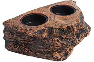 Kselythan Magnetic Reptile Feeding Ledge,Magnetic Levitation Feeding Bowl W/Double Bowls,Hanging Reptile Food Water Dish W/Re