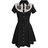Summer Western Midi Dresses for Women Button Down Retro Floral Printed Shirts Dress
