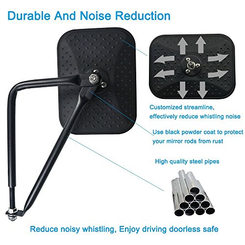image for Bolaxin Black Diamond Rectangular Shake-proof Off-Road Door Off Side R