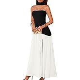 ChiaoLezhee Women's Maxi Tube Dress with Scarf, Drop Waist High Slit Formal Prom, Wedding Guest Cocktail Party Gown