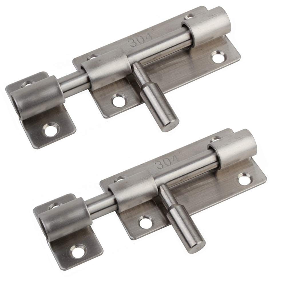 Door Bolt,Padlock Bolt 2 Pack Ideal for Bathroom Toilet Garden Gate & Shed Doors (3inch, Sliver)