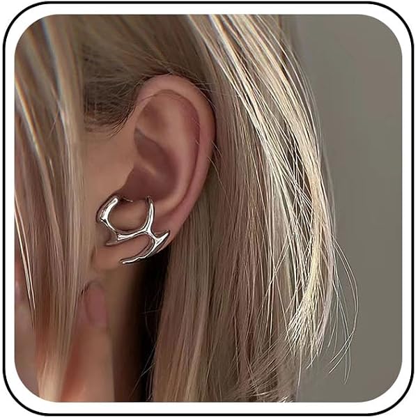 Amazon.com: Aneneiceera Vintage Cat Ear Cuff Earrings Silver Cat