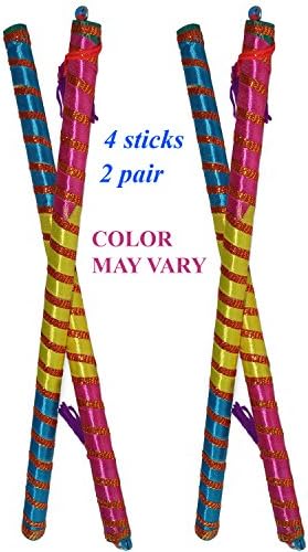 VISHAL INDIA CRAFT Wooden Dandia Sticks Pair for Navratri Celebration (Multicolour)