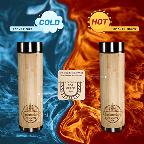 CHABAMBOO Bamboo Tumbler 17oz w/Tea Infuser and Strainer Coffee