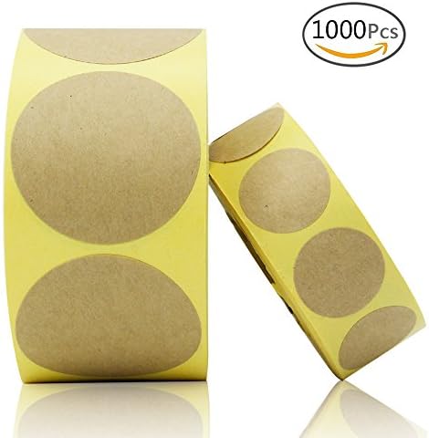 IBEACT 2 Rolls 1" & 2" Round Kraft Labels Packaging Adhesive Stickers, 500 Stickers per Roll