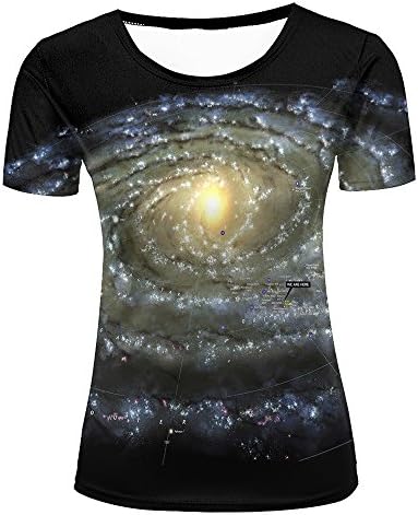 3D Print Summer Casual Short Sleeve T-Shirt Milky Way Spiral Graphic Tees M