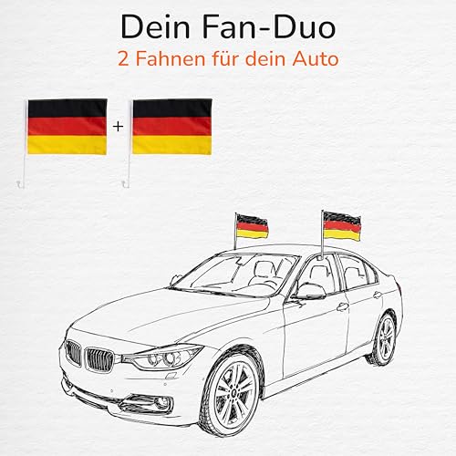 Upgrade4cars 2 x Germany Car Flag Football World Cup 2026 Car Flag Black Red Gold 45 x 30 cm Car National Flag World Cup Fan Item Max. 60 km/h