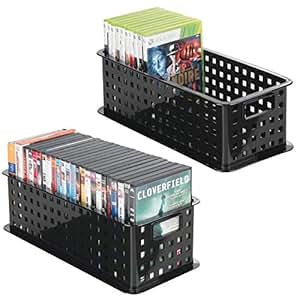 mDesign Caja de almacenaje para DVDs o CDs - Porta CD y DVD - Cajas de