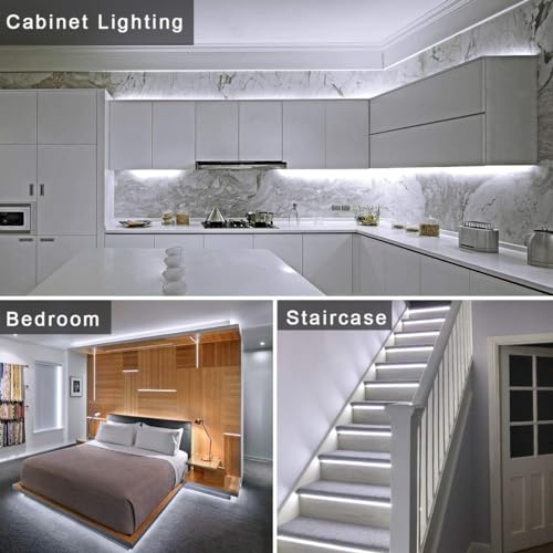 TOPAI COB LED Strip 12 V Cool White Outdoor Waterproof IP65, 5 m 6000 K LED Strip, Can Be Cutted, CRI>90, 480LEDs/M High Density, Width 8 mm for Kitchen, Cabinet, Home Decoration