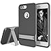 iPhone 7 Plus Case, ROCK [Royce Stand] - Black & Iron Grey [Ultra Thin][Kickstand][Metal Texture Side Buttons][Dual Layered][Slim Fit][Hard PC + Soft TPU] For Apple iPhone 7 Plus (2016)