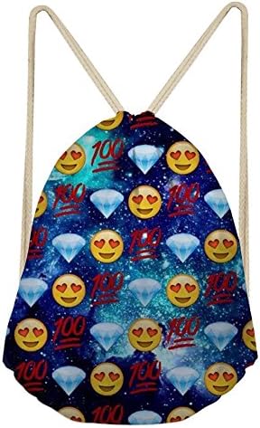 Sannovo Emoji Drawstring Backpack Bag for Birthday Cute Assorted Emoticon sack