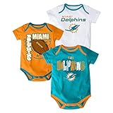 Miami Dolphins Baby 3-pt Spread 3-pk Bodysuit Set