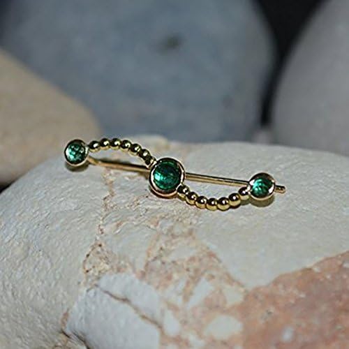 Emerald EAR CLIMBER Gold // Emerald Bar Stud - Minimalist Earring - Emerald Ear Cuff - Post Earrings - Ear Sweep - Earcuff