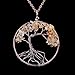 Handmade Wire Wrapped Family Root Tree of Life Crystal Pendant Necklace Jewelry Healing Semi Precious Tumbled Natural Raw Gemstone Birth Stone Citrine Quartz Pendant Gift Jewelry for Women