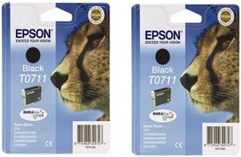 Epson T0711 Black Ink Cartridges Twin Pack For Stylus DX Printers