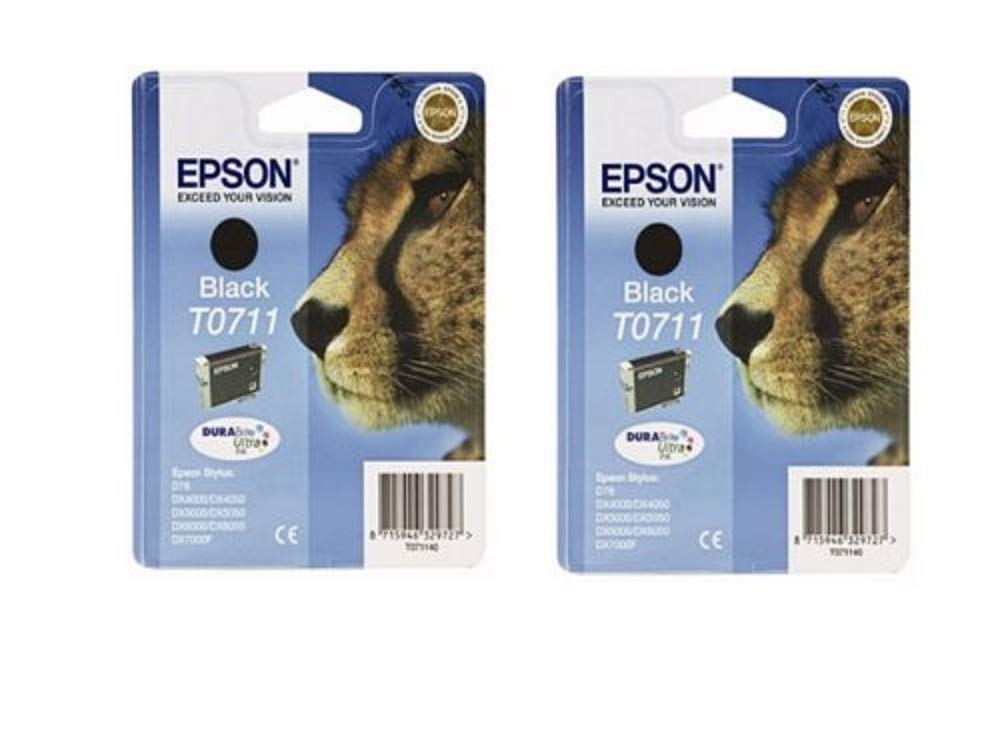 Epson T0711 x2 Ink Cartridges - Black (Twin Pack)