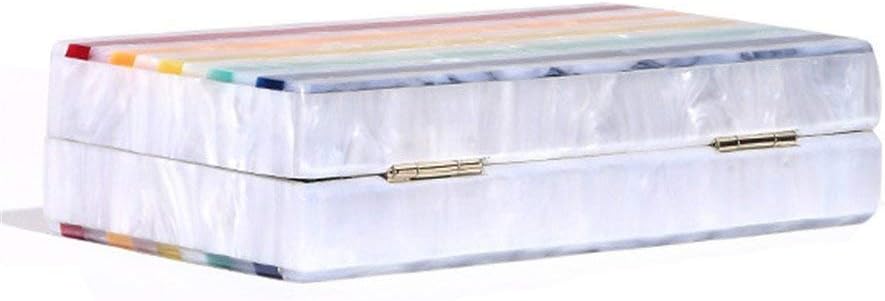 PI Women's Clutch Rainbow Stitching Acrylic Dress Evening Party Wedding Chain Shoulder Handbag