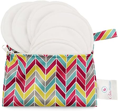 Washable Nursing Pads 8 Pack (Organic Bamboo, Reuseable Nursing Pad) + Laundry &amp; Travel Bag
