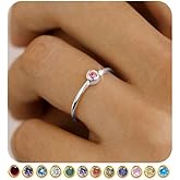 TOSGMY Birthstone Rings for Women Non Tarnish 14K Gold Plated Sterling Silver Stackable Birthday Gifts for Mom Dainty Emerald Green Blue CZ Gemstone Ring for Mothers Daughter Bridesmaid Gifts Jewelry