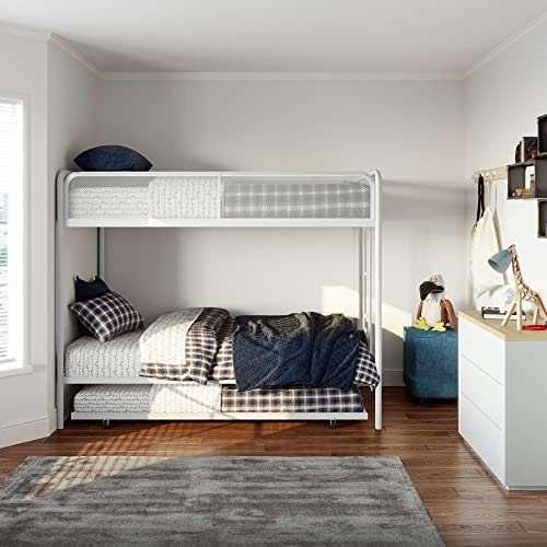 DHP Triple Metal Bunk Bed Frame, White, Twin Pricepulse