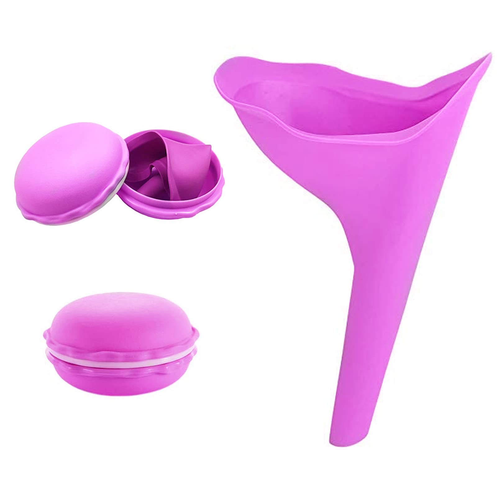 Female Urination Device, Female Urinal Silicone Pee Funnel Portable Urinal for Women Standing Up to Pee Funnel Reusable Women Pee Funnel for Car, Travel, Outdoor, Activities, Camping (Purple)