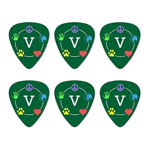 Vegan Values Circle Novelty Guitar Picks Medium Gauge - Set of 6