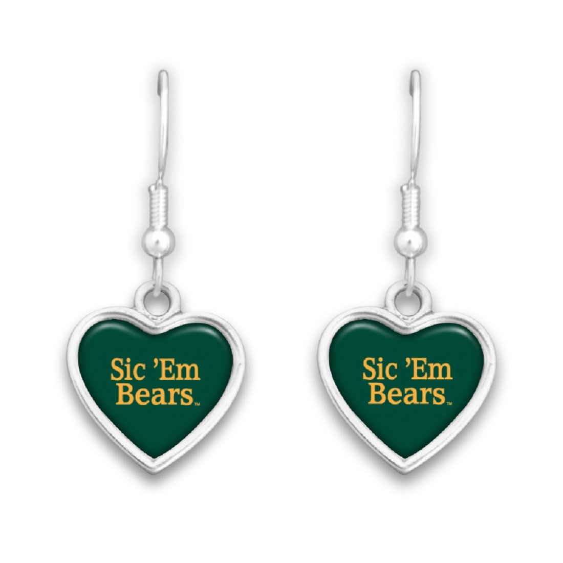 FTH Baylor Bears Heart Slogan Earrings