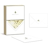 Punch Studio Elegant Boxed Thank You Cards with Envelopes, Gold-Foil Accents and Embossing – 5.5” x 4.25” each, Set of 10 Cards – Bee