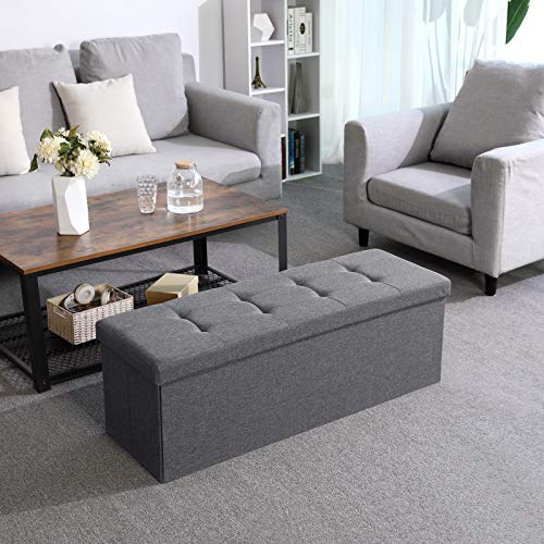SONGMICS Folding Storage Ottoman Bench - Image 2