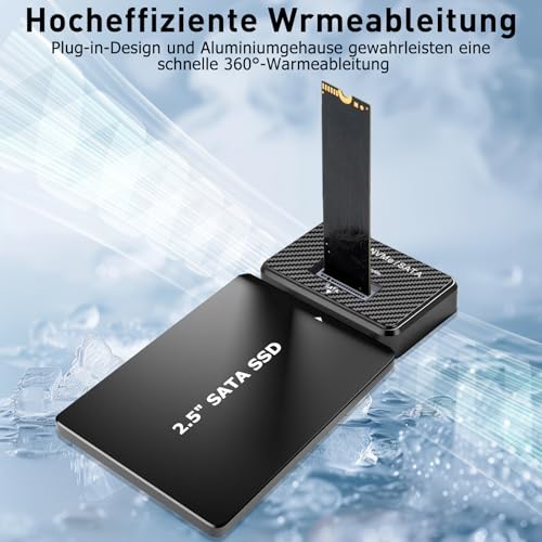 M.2 NVMe and SATA Hard Drive Docking Station Supports 2.5 Inch HDD/SSD, 10Gbps NVMe USB Adapter for M-Key B+M Key, USB 3.2 Gen2 Dual Protocol M2 SSD Enclosure for 2230 2242 2260 2280 SSD