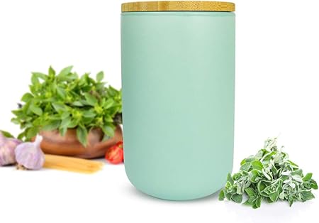 Sendez Vorratsdose mit Holzdeckel Keramik Türkis Vorratsbehälter