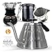 Pour Over Coffee Kettle with Thermometer - Gooseneck Drip Stainless Steel Stovetop Tea Pot (1L)