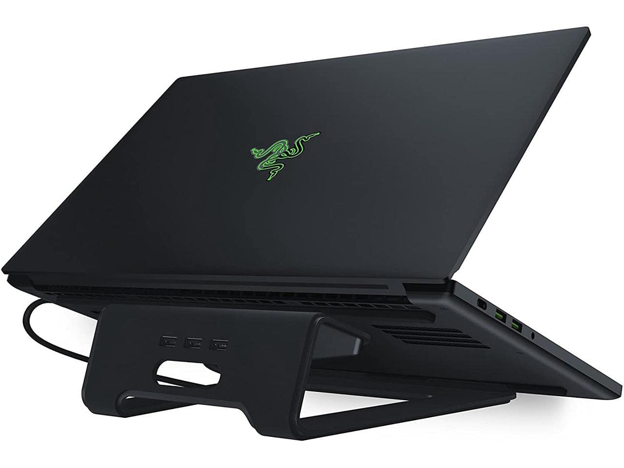 Razer Laptop Stand Chroma: 3-Port USB 3.0 Hub - Ergonomic Design - Anodized Aluminum Construction - Customizable Chroma RGB Lighting - Matte Black