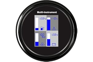 ELING 3 3/8'' TFT Screen 4in1 Multi-Function Gauge Oil Pressure Fuel Level Water Temperature Voltmeter 12V 24V with Alarm for