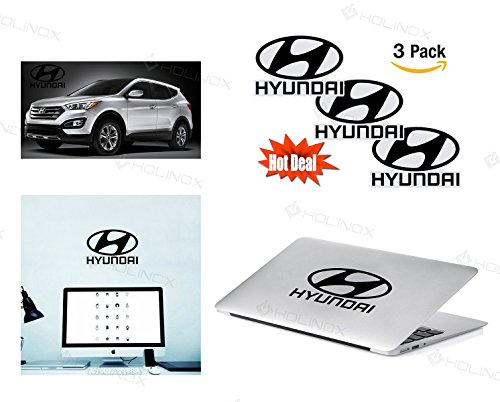 Hyundai Logo Stickers Decal - Set of 3 Decals - High Resolution, Superior Finish and Transparent Background - Ideal for Car, Motorcycle, Laptop, Macbook, iMac, Windows and Wall Art