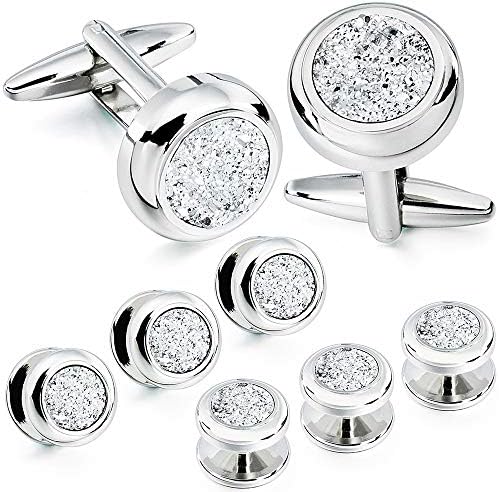 Shinny Cufflinks Tuxedo Studs Set for Dress Shirt - Best Gifts for Wedding Formal Event
