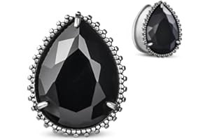 ERKUOO 2PCS Teardrop Zircon Gauges For Ears Double Flared Ear Tunnels and Plugs Flesh Stretchers Expander Body Piercing Jewel