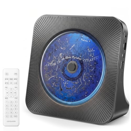 Gueray CD Players Bluetooth CD-Player mit Lautsprecher Unterstützt Fernbedienung Anzeige FM Radio mit CD Player USB- Kartenwiedergabe 3,5 mm AUX Wecke