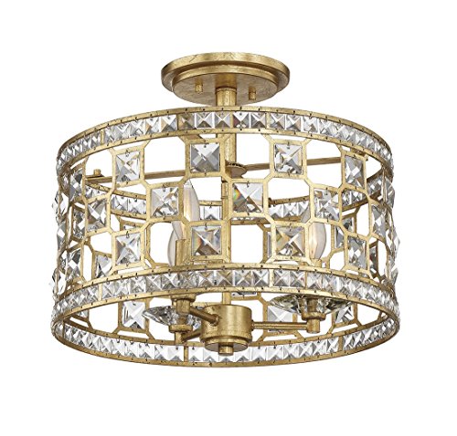 Savoy House 6-842-3-33 Clarion 3-Light Crystal Semi-Flush in Gold Bullion - Thumbnail 2