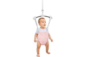 Infant Master Doorway Jumper, Durable Bumper Jumper w/Adjustable Height, Funny Baby Doorway Swing Bouncer w/Seat Bag, Popular Gift for Infant & Toddler, Portable and Free Installation, Pink