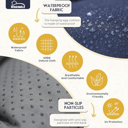 widesmile Sun Lounger Cushion Only Replacement Waterproof 189x58x12 cm Thicken Garden Sunlounger Cushions with Non-Slip Seat Pads for Indoor Outdoor Patio Reclining Chair, Blue fx