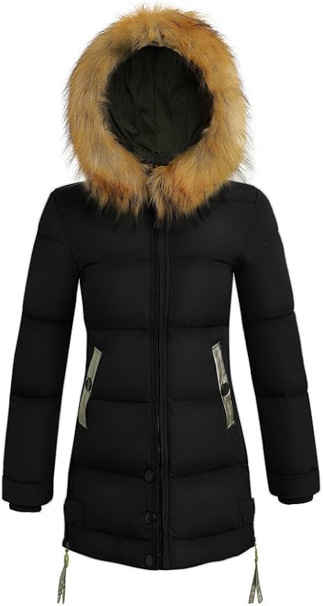 Alikeey Doudoune Sans Manche Femme Doudoune Femme Capuche Fourrure Femmes Dames Mince à Capuche Vers Le Bas Long Hiver Chaud Parka Outwear Veste