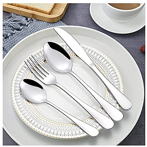 MIOMIO-Silverware-24-Piece-Stainless-Steel-Flatware-Cutlery-set-Service-for-6-Comfortable-Round-Handles-6x-Forks-6x-Dinner-Knives-6x-Dinner-Spoons-6x-Teaspoons-Mirror-Polished-Dishwasher-Safe