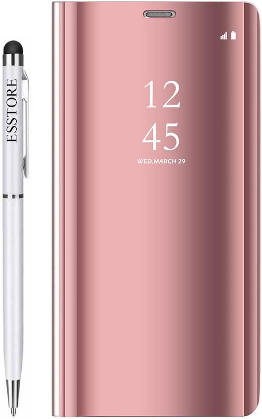 Smartphone Case for Huawei Honor 9 Lite [Metal Plating Technology] Luxury Ultra Slim Semi-Transparent Perspective Mirror Cover with Auto Sleep/Wake and Stand Function, Rose Gold